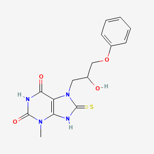 molecular formula C15H16N4O4S B2706607 7-(2-羟基-3-苯氧基丙基)-8-巯基-3-甲基-1H-嘧啶-2,6(3H,7H)-二酮 CAS No. 330181-77-6