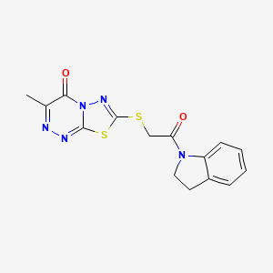 molecular formula C15H13N5O2S2 B2706608 7-((2-(indolin-1-yl)-2-oxoethyl)thio)-3-methyl-4H-[1,3,4]thiadiazolo[2,3-c][1,2,4]triazin-4-one CAS No. 869073-72-3