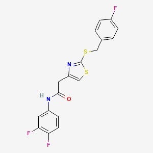 molecular formula C18H13F3N2OS2 B2706615 N-(3,4-difluorophenyl)-2-(2-((4-fluorobenzyl)thio)thiazol-4-yl)acetamide CAS No. 941981-74-4