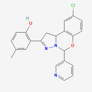 2-(9-Chloro-5-pyridin-3-yl-1,10b-dihydropyrazolo[1,5-c][1,3]benzoxazin-2-yl)-4-methylphenol