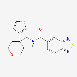 molecular formula C17H17N3O2S2 B2706654 N-((4-(thiophen-3-yl)tetrahydro-2H-pyran-4-yl)methyl)benzo[c][1,2,5]thiadiazole-5-carboxamide CAS No. 2309801-28-1