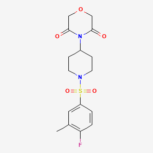 molecular formula C16H19FN2O5S B2706657 4-(1-((4-氟-3-甲基苯基)磺酰)哌啶-4-基)吗啉-3,5-二酮 CAS No. 2034367-47-8