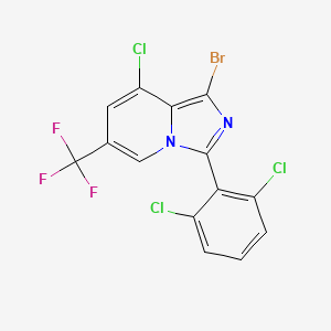 molecular formula C14H5BrCl3F3N2 B2706658 1-Bromo-8-chloro-3-(2,6-dichlorophenyl)-6-(trifluoromethyl)imidazo[1,5-a]pyridine CAS No. 2062072-08-4