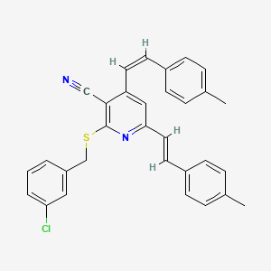 2-[(3-Chlorobenzyl)sulfanyl]-4,6-bis(4-methylstyryl)nicotinonitrile