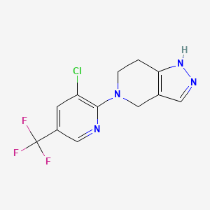 molecular formula C12H10ClF3N4 B2706661 5-[3-chloro-5-(trifluoromethyl)-2-pyridinyl]-4,5,6,7-tetrahydro-2H-pyrazolo[4,3-c]pyridine CAS No. 338979-40-1
