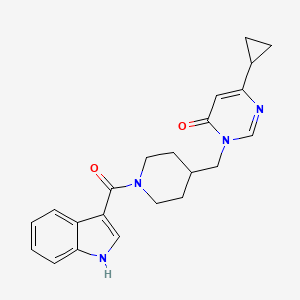 molecular formula C22H24N4O2 B2706667 6-环丙基-3-{[1-(1H-吲哚-3-甲酰)哌啶-4-基]甲基}-3,4-二氢嘧啶-4-酮 CAS No. 2180010-24-4