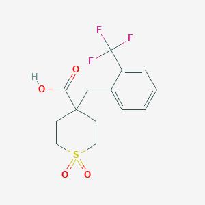 molecular formula C14H15F3O4S B2706674 1,1-Dioxo-4-{[2-(trifluoromethyl)phenyl]methyl}-1Lambda(6)-thiane-4-carboxylic a CAS No. 2197052-41-6