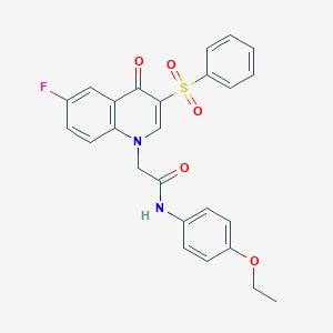 molecular formula C25H21FN2O5S B2706675 N-(4-ethoxyphenyl)-2-(6-fluoro-4-oxo-3-(phenylsulfonyl)quinolin-1(4H)-yl)acetamide CAS No. 902584-66-1