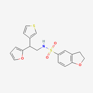 molecular formula C18H17NO4S2 B2706687 N-(2-(呋喃-2-基)-2-(噻吩-3-基)乙基)-2,3-二氢苯并呋喃-5-磺酰胺 CAS No. 2320722-64-1