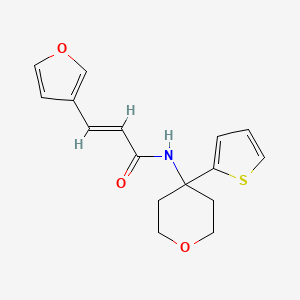 (E)-3-(furan-3-yl)-N-(4-(thiophen-2-yl)tetrahydro-2H-pyran-4-yl)acrylamide