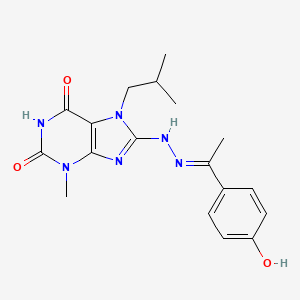 (E)-8-(2-(1-(4-hydroxyphenyl)ethylidene)hydrazinyl)-7-isobutyl-3-methyl-1H-purine-2,6(3H,7H)-dione