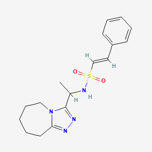 molecular formula C17H22N4O2S B2706693 (E)-2-phenyl-N-[1-(6,7,8,9-tetrahydro-5H-[1,2,4]triazolo[4,3-a]azepin-3-yl)ethyl]ethenesulfonamide CAS No. 1211892-69-1
