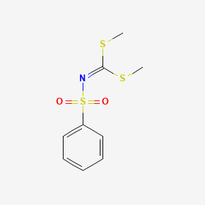 molecular formula C9H11NO2S3 B2706696 N-[bis(methylsulfanyl)methylidene]benzenesulfonamide CAS No. 13068-20-7