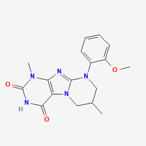 molecular formula C17H19N5O3 B2706715 9-(2-methoxyphenyl)-1,7-dimethyl-7,8-dihydro-6H-purino[7,8-a]pyrimidine-2,4-dione CAS No. 876900-68-4