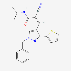 (Z)-3-(1-Benzyl-3-thiophen-2-ylpyrazol-4-yl)-2-cyano-N-propan-2-ylprop-2-enamide