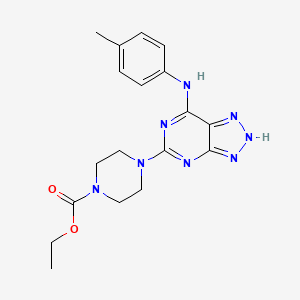 molecular formula C18H22N8O2 B2706730 乙酸 4-(7-(对甲苯基氨基)-3H-[1,2,3]三唑并[4,5-d]嘧啶-5-基)哌嗪-1-甲酸酯 CAS No. 1286718-96-4