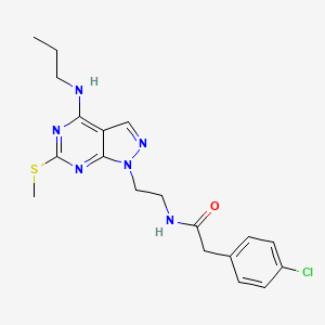 molecular formula C19H23ClN6OS B2706749 2-(4-chlorophenyl)-N-(2-(6-(methylthio)-4-(propylamino)-1H-pyrazolo[3,4-d]pyrimidin-1-yl)ethyl)acetamide CAS No. 946364-00-7