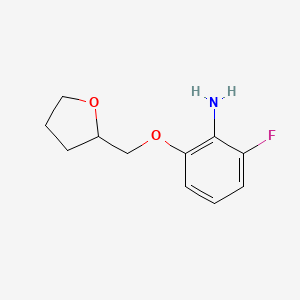 molecular formula C11H14FNO2 B2706751 2-Fluoro-6-[(tetrahydrofuran-2-yl)methoxy]aniline CAS No. 1183643-73-3
