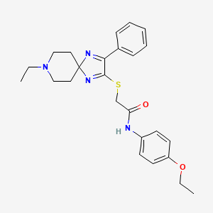 molecular formula C25H30N4O2S B2706760 N-(4-ethoxyphenyl)-2-((8-ethyl-3-phenyl-1,4,8-triazaspiro[4.5]deca-1,3-dien-2-yl)thio)acetamide CAS No. 1185100-81-5