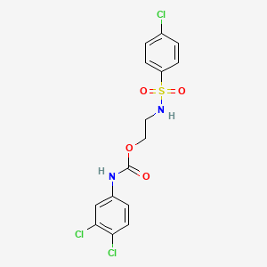 molecular formula C15H13Cl3N2O4S B2706774 2-[(4-氯苯基)磺酰氨基]乙基 N-(3,4-二氯苯基)甲酸酯 CAS No. 478067-15-1