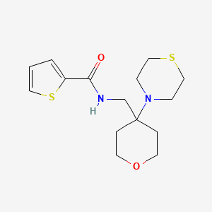 molecular formula C15H22N2O2S2 B2706776 N-{[4-(thiomorpholin-4-yl)oxan-4-yl]methyl}thiophene-2-carboxamide CAS No. 2415543-33-6