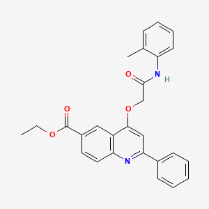 molecular formula C27H24N2O4 B2706777 乙酸 4-(2-氧代-2-(邻甲苯氨基)乙氧基)-2-苯基喹啉-6-甲酸酯 CAS No. 1114648-10-0