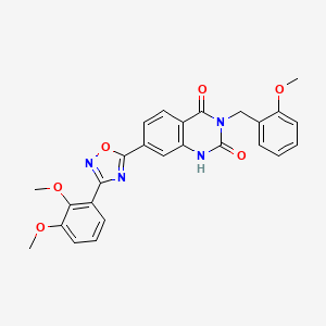 molecular formula C26H22N4O6 B2706781 7-(3-(2,3-二甲氧基苯基)-1,2,4-噁二唑-5-基)-3-(2-甲氧基苯基甲基)喹唑啉-2,4(1H,3H)-二酮 CAS No. 1358320-84-9