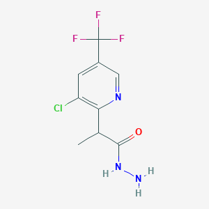 molecular formula C9H9ClF3N3O B2706788 2-(3-Chloro-5-(trifluoromethyl)-2-pyridinyl)propanohydrazide CAS No. 339010-45-6