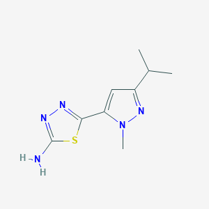 molecular formula C9H13N5S B2706801 5-[1-methyl-3-(propan-2-yl)-1H-pyrazol-5-yl]-1,3,4-thiadiazol-2-amine CAS No. 1946823-60-4