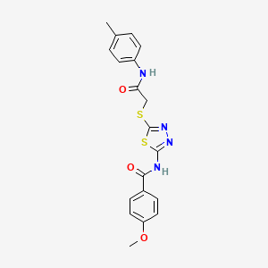 molecular formula C19H18N4O3S2 B2706805 4-甲氧基-N-(5-((2-氧代-2-(对甲苯氨基)乙基)硫)-1,3,4-噻二唑-2-基)苯甲酰胺 CAS No. 392291-52-0