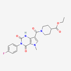 molecular formula C22H23FN4O5 B2706816 ethyl 1-(3-(4-fluorophenyl)-5-methyl-2,4-dioxo-2,3,4,5-tetrahydro-1H-pyrrolo[3,2-d]pyrimidine-7-carbonyl)piperidine-4-carboxylate CAS No. 921806-70-4
