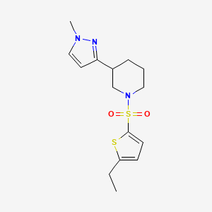 molecular formula C15H21N3O2S2 B2706817 1-((5-ethylthiophen-2-yl)sulfonyl)-3-(1-methyl-1H-pyrazol-3-yl)piperidine CAS No. 2176152-13-7