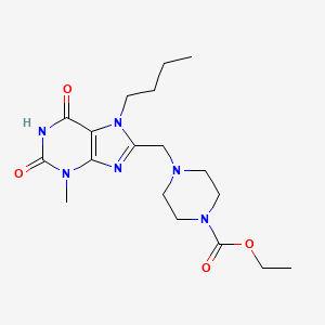 molecular formula C18H28N6O4 B2706819 ethyl 4-[(7-butyl-3-methyl-2,6-dioxo-2,3,6,7-tetrahydro-1H-purin-8-yl)methyl]piperazine-1-carboxylate CAS No. 862979-33-7