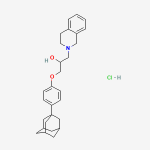 molecular formula C28H36ClNO2 B2706821 1-(4-((3r,5r,7r)-孔雀石-1-基)苯氧基)-3-(3,4-二氢异喹啉-2(1H)-基)丙醇盐酸盐 CAS No. 1201421-68-2