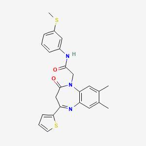 molecular formula C24H23N3O2S2 B2706822 2-[7,8-dimethyl-2-oxo-4-(2-thienyl)-2,3-dihydro-1H-1,5-benzodiazepin-1-yl]-N-[3-(methylthio)phenyl]acetamide CAS No. 1251572-70-9