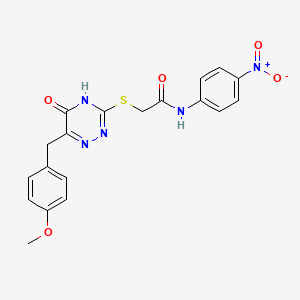 molecular formula C19H17N5O5S B2706832 2-((6-(4-methoxybenzyl)-5-oxo-4,5-dihydro-1,2,4-triazin-3-yl)thio)-N-(4-nitrophenyl)acetamide CAS No. 898624-38-9