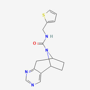 molecular formula C15H16N4OS B2706843 (5R,8S)-N-(thiophen-2-ylmethyl)-6,7,8,9-tetrahydro-5H-5,8-epiminocyclohepta[d]pyrimidine-10-carboxamide CAS No. 1903291-87-1