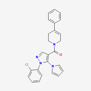 molecular formula C25H21ClN4O B2706848 (1-(2-chlorophenyl)-5-(1H-pyrrol-1-yl)-1H-pyrazol-4-yl)(4-phenyl-5,6-dihydropyridin-1(2H)-yl)methanone CAS No. 1206997-59-2