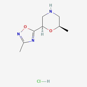 molecular formula C8H14ClN3O2 B2706866 (2R,6R)-2-methyl-6-(3-methyl-1,2,4-oxadiazol-5-yl)morpholine hydrochloride CAS No. 2044705-60-2