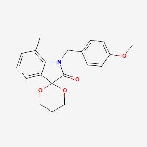 molecular formula C20H21NO4 B2706870 1'-(4-甲氧基苯甲基)-7'-甲基螺[[1,3]二氧杂环戊烷-2,3'-吲哚]-2'-酮 CAS No. 853751-65-2