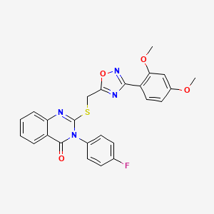 molecular formula C25H19FN4O4S B2706874 2-(((3-(2,4-dimethoxyphenyl)-1,2,4-oxadiazol-5-yl)methyl)thio)-3-(4-fluorophenyl)quinazolin-4(3H)-one CAS No. 2034204-64-1