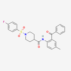 molecular formula C26H25FN2O4S B2706888 N-(2-benzoyl-4-methylphenyl)-1-((4-fluorophenyl)sulfonyl)piperidine-4-carboxamide CAS No. 923438-76-0