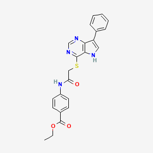 molecular formula C23H20N4O3S B2706899 乙酸-4-({[(7-苯基-5H-吡咯[3,2-d]嘧啶-4-基)硫代乙酰]氨基}苯甲酯 CAS No. 1111175-43-9