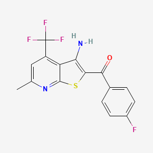 molecular formula C16H10F4N2OS B2706933 [3-Amino-6-methyl-4-(trifluoromethyl)thieno[2,3-b]pyridin-2-yl](4-fluorophenyl)methanone CAS No. 354556-60-8