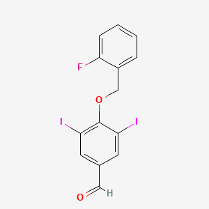 4-[(2-Fluorobenzyl)oxy]-3,5-diiodobenzaldehyde