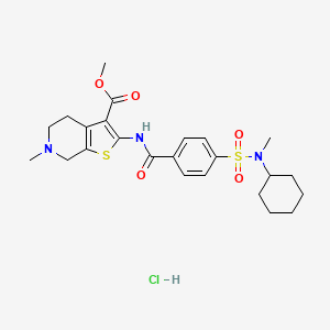 molecular formula C24H32ClN3O5S2 B2706936 甲基2-(4-(N-环己基-N-甲基磺酰基)苯甲酰胺基)-6-甲基-4,5,6,7-四氢噻吩[2,3-c]吡啶-3-甲酸酯;盐酸盐 CAS No. 1215459-73-6