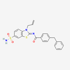 molecular formula C24H21N3O3S2 B2706947 (Z)-N-(3-allyl-6-sulfamoylbenzo[d]thiazol-2(3H)-ylidene)-4-benzylbenzamide CAS No. 865176-53-0