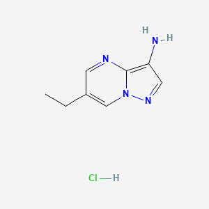 molecular formula C8H11ClN4 B2706949 6-Ethylpyrazolo[1,5-a]pyrimidin-3-amine;hydrochloride CAS No. 2418694-84-3
