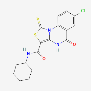 molecular formula C17H16ClN3O2S2 B2706952 7-chloro-N-cyclohexyl-5-oxo-1-thioxo-4,5-dihydro-1H-thiazolo[3,4-a]quinazoline-3-carboxamide CAS No. 1111183-95-9