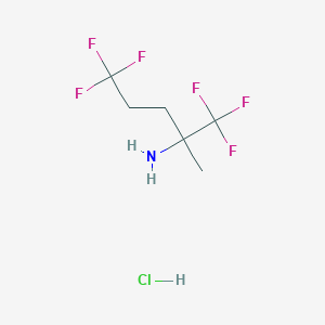 molecular formula C6H10ClF6N B2706955 1,1,1,5,5,5-Hexafluoro-2-methylpentan-2-amine;hydrochloride CAS No. 2305252-33-7